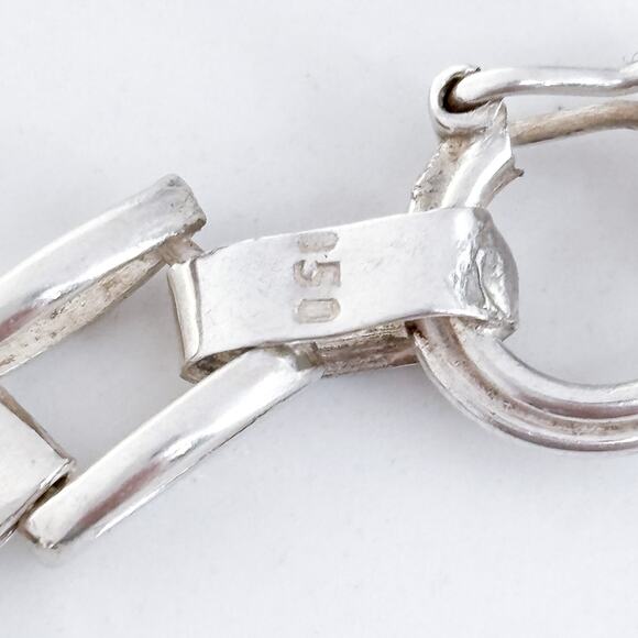 Vintage Sterling Silver 950 Red Spiny Oyster Link Bracelet 7.25" - Picture 3 of 7